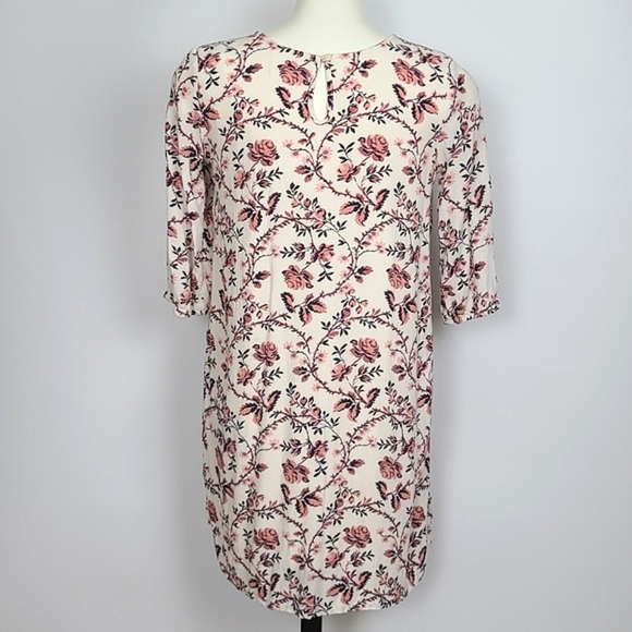 ⭐️3/ $30⭐️ Old Navy Midi Dress Pink Floral Print Cream 3/4 Sleeves Sz 14 Reg - Picture 3 of 11